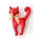 Red Color Soft Plush Toys Cat Shape 100% Polyester Filling Material