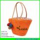 LUDA orange large handbags summer wheat straw woven handbag
