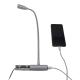 82 Lm Silver LED Bedside Lamp with Flexible Neck Eye Care Function and USB Charging Port