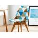 Contemporary Patchwork Dining Chair Geometrically Designed Wood Base