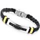 Tagor Stainless Steel Jewelry Super Fashion Silicone Leather Bracelet Bangle TYSR058