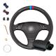 Red Thread DIY Black Leather Suede Steering Wheel Cover for BMW 3 Series E36 E46 2000