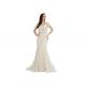 Sequin Embroidery Fabric Arabic Evening Dresses Beige Color Zipper Back Style