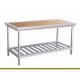 2 Tier Hotel Kitchen Stainless Steel Commercial Work Table With Wooden Surface