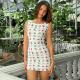 Europe and the United States 2024 summer sweet fashion fruit print halter V-neck slim-fit wrap buttock sleeveless sweet