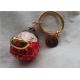 Chinese Style Ceramic Fat Baby Gold Ingot Key Chain In Red Coat