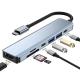 Gray 7 In 1 USB C To HDMI Adapter Hub Dock with 4K HD HDMI PD SD TF SD/TF Card Reader