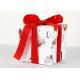 Cardboard Decorative Xmas Boxes / 4x4x4 White Gift Boxes With Ribbon Bow