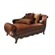 Antique Brown Fabric Cushion Indoor Chaise Lounge Chair Solid Wood For Living Room