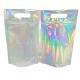 Transparent Plastic Holographic Bags Cosmetic Aluminum Foil Mylar Bags With Zipper Handle