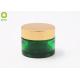 Green Frosted Glass Empty Cosmetic Containers Wide Mouth Type With Golden Plastic Cap