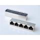 HULYN Very low profile, Shielded RJ45 Modular Jack Connector, Through Hole Type, Top Entry, 1x5 Ports