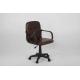 Dark Brown Leather Office Chair , Middle Back Executive Computer Chair With Nylon Armrest