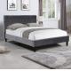 Queen Size Grey Upholstered Bed Frame With Tufted Buttons Headboard