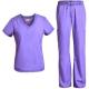 China factory custom cotton and polycotton workwear hospital medical scrub uniforms butterfly scrub top purple