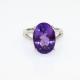 Women Jewelry 10mmx14mm Oval Purple Cubic Zircon Silver Ring(R224)