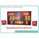 Electronic scoreboard and shot timer displays Home and Guest scores to 199 and to team name