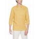 Men'S Collared Yellow Plain Linen Shirt Lightweight Long Sleeve Shirts For Summer