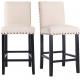 24 Inches Padded Counter Stools Upholstered Bar Stools With Solid Wood Legs