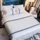 Two - Tone Jacquard Duvet Cover Set , Hotel Bed Linen 100% Cotton White Blue
