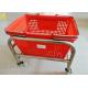 Portable Grocery Basket With Wheels , Durable Grocery Store Shopping Baskets