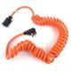 Spring power cord Coiled Spring Extension  0.5meter Orange 10A 18AWG (American )  Tool Cord