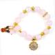 Handmade Gemstone Beaded Bracelet Natural Rose Quartz Adjustable Giraffe Charm