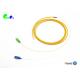 2F Single Mode Fiber Optic Pigtail SC APC + SC UPC with unit-tube 3.0mm round cable bunch fanout 600μm tail LSZH yellow