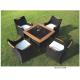 5-piece poly rattan wicker teak handrail hotel dining set outdoor furniture -8130