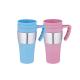 14oz inner PP Outer steel slim travel mug press lid with handle convenient to drink
