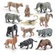 Wildlife Animal Model Toys 12 PCS Mini Elephant Buffalo Wolf Brown Bear Rhino Figurine Family Party Favors