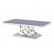 Rectangular Black Modern Glass Top Stainless Steel Coffee Table For Living Room