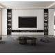 ISO9001 White Door Living Room TV Shelves Black Cabient With LED Light