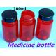 100ml Red Low MOQ PET Plastic Pill Bottles Empty Custom Plastic Vitamin Pill Capsule Bottle with Screw Cap Flip Top Cap