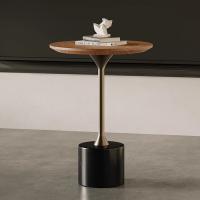 Satin Finish Wood Side Table With Metal Legs For Study Room