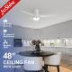 48 Inch Modern White Ceiling Fan With Light Pull Chain Ac Motor 3 Speed Choice