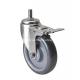 110kg Load Capacity PU Caster S5445-75 with Threaded Brake 5 Wheel Stainless Steel