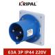 PA Panel Mounted Industrial Plug IP44 63Amp 230V 3 Pole IEC Standard