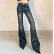 Small Order Clothing Manufacturers Women'S Casual Jeans Low Waist Wide Leg Opening With Rivet