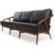 America style wooden frame home upholstered 3 seater sofa furniture