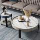 PU Wood Minimalist Marble Coffee Table Set 45cm For Living Room