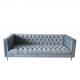 Blue velvet fabric metal base event furniture,3-seater button tufted sofa,living room sofa,velvet event sofa for wedding
