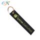 Polyester Material Woven Keychain Black Bottom Yellow Words With Metal Key Ring