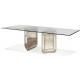 Antique Mirrored Glass Square Dining Table ,Tempered Glass Top Dining Table