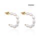 5.8cm Pearl Half Circle Stud Earrings Gold Stainless Steel Ear Pendants