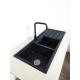 black double bowl granite inset sink /composite quartz sink with drainboard