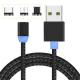 3 In 1 Magnetic Braided LED USB Charging cable Magnetic USB Data Cable For iphone Android Type-C