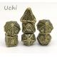 Polished Durable Polyhedral 7 Dice Set , Gold Plated Custom Metal Dice Set