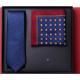 Silk Yarn Dyed Navy Blue Business Ties For Men Jacquard 100% Silk Tie Handkerchief Cufflink And Necktie Gift Box Tie Set