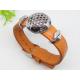 Orange Leather Bangle Bracelets with Round Ball 1700031